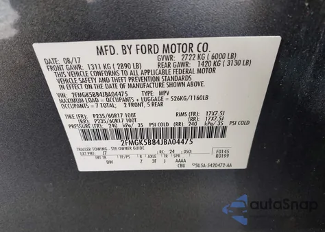 2018 Ford Flex Se from USA, damaged, VIN 2FMGK5B84JBA04475